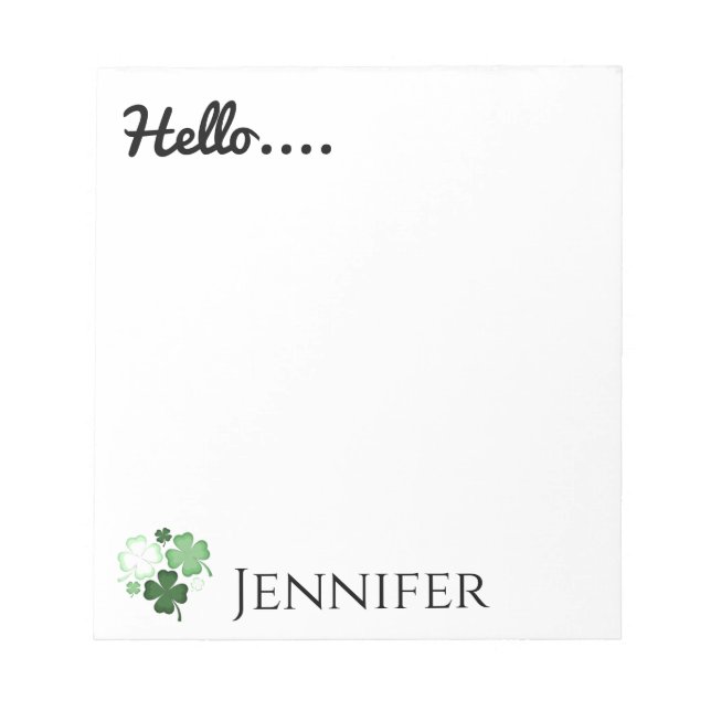 Green Shamrock, St. Patrick's Day Personalized Notepad (Front)