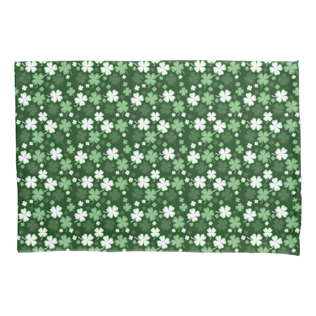 Green Shamrock, St. Patrick's Day Pillowcase (Front)