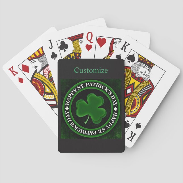 green Shamrock St Patrick's Day Playing Cards (Back)