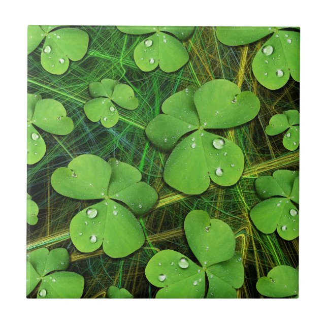 Green Shamrock St Patrick's iPhone 5 Case-Mate Ceramic Tile (Front)