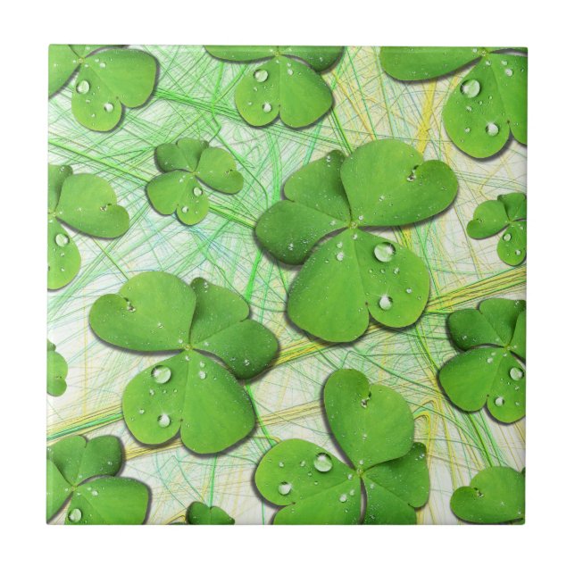 Green Shamrock St Patrick's iPhone 5 Case-Mate Ceramic Tile (Front)