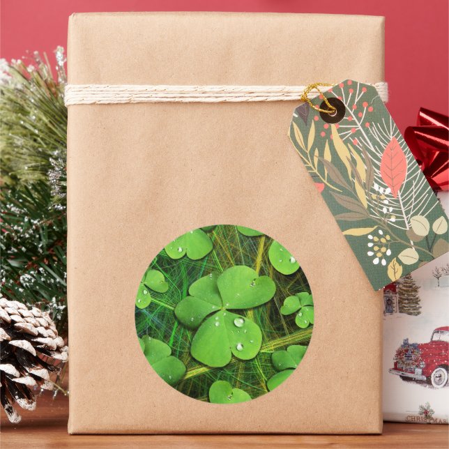 Green Shamrock St Patrick's iPhone 5 Case-Mate Classic Round Sticker (Holiday)