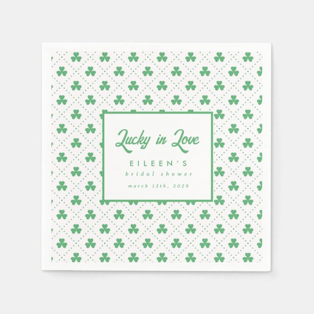 Green Shamrock St. Patrick's Irish Bridal Shower Napkin (Front)