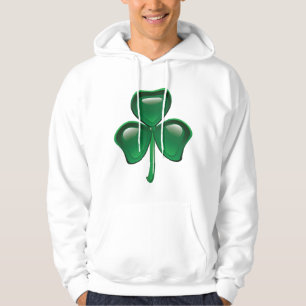 Green Shamrock Three-Leaf Clover Hoodie