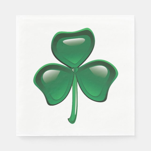 Green Shamrock Three-Leaf Clover Napkin (Front)