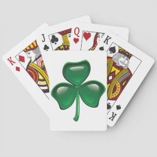 Green Shamrock Three-Leaf Clover Playing Cards