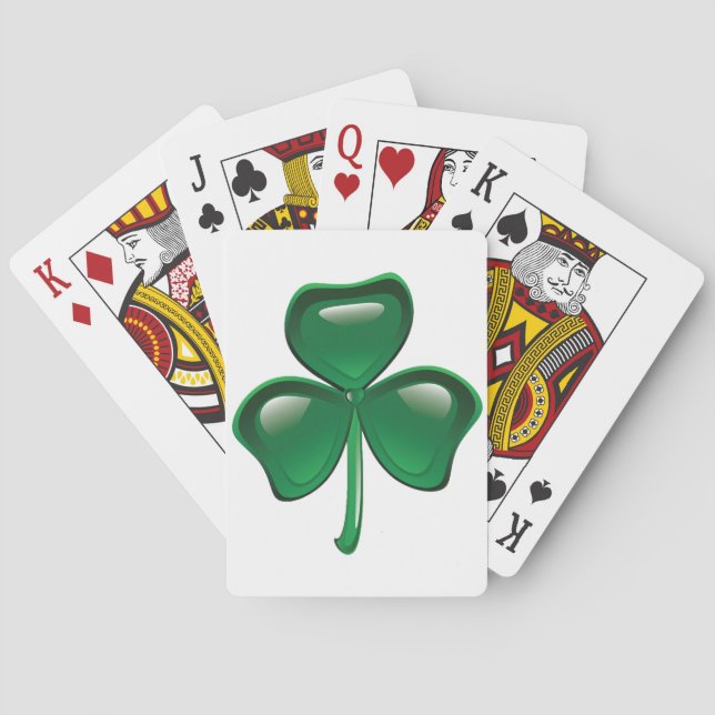 Green Shamrock Three-Leaf Clover Playing Cards (Back)