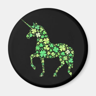 Green Shamrock Unicorn Cute Lucky Magical Design Magnet