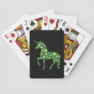Green Shamrock Unicorn Cute Lucky Magical Design Playing Cards