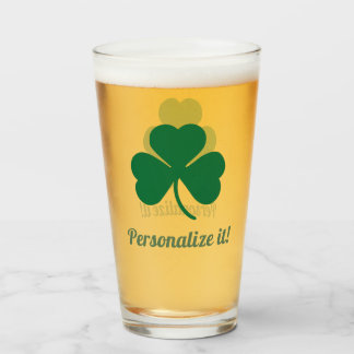 Green Shamrock With Your Name Glass