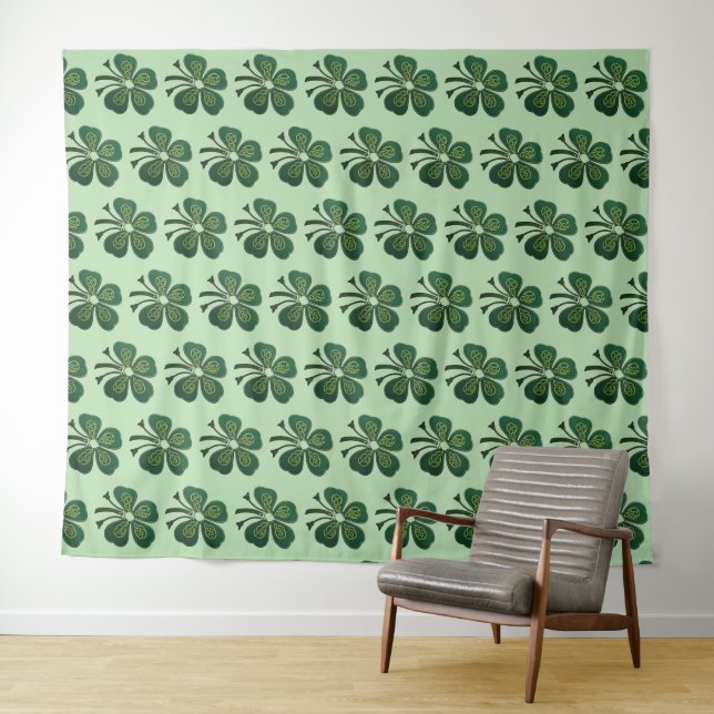 Green shamrocks 2025 tapestry (In Situ (Horizontal))