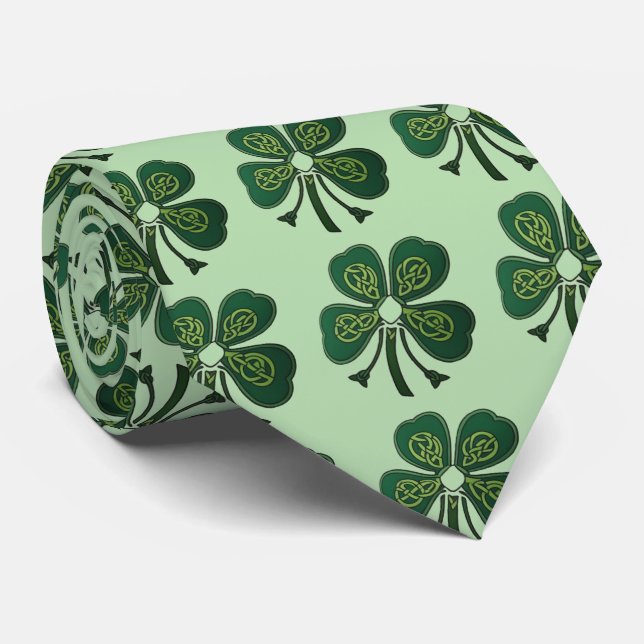 Green Shamrocks 2025 Tie (Rolled)