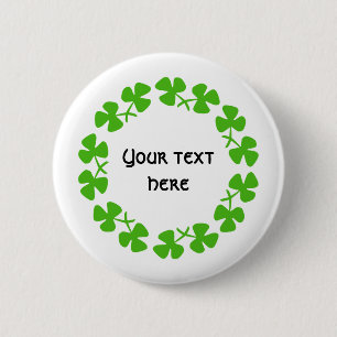 Green Shamrocks Border Add Text 6 Cm Round Badge