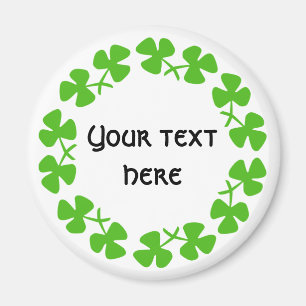 Green Shamrocks Border Add Text Magnet