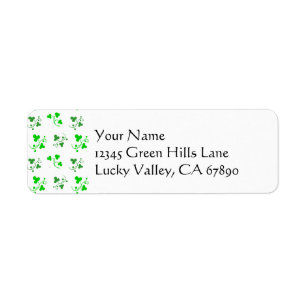 Green Shamrocks Custom Address Label Template Return Address Label