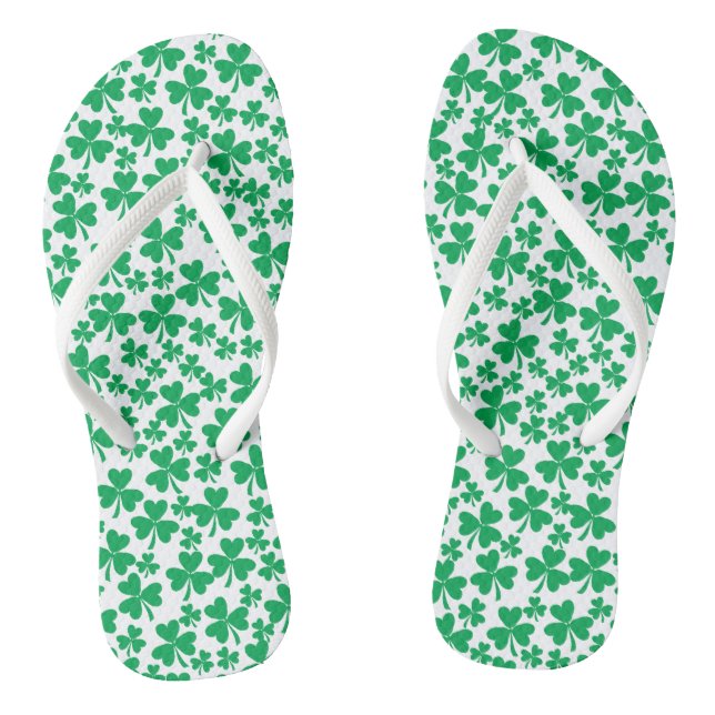 Green Shamrocks for St Patrick's Day Thongs (Footbed)