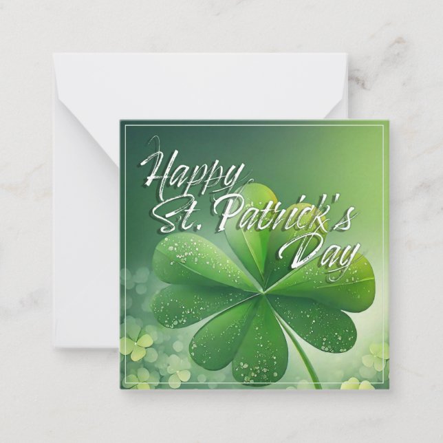 Green Shamrocks Happy St. Patrick's Day (7) c Card (Front)