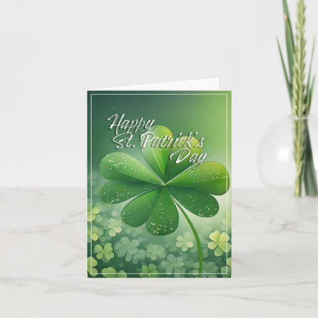 Green Shamrocks Happy St. Patrick's Day (7) c Card (Front)