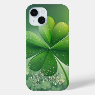 Green Shamrocks Happy St. Patrick's Day (7) c iPhone 15 Case