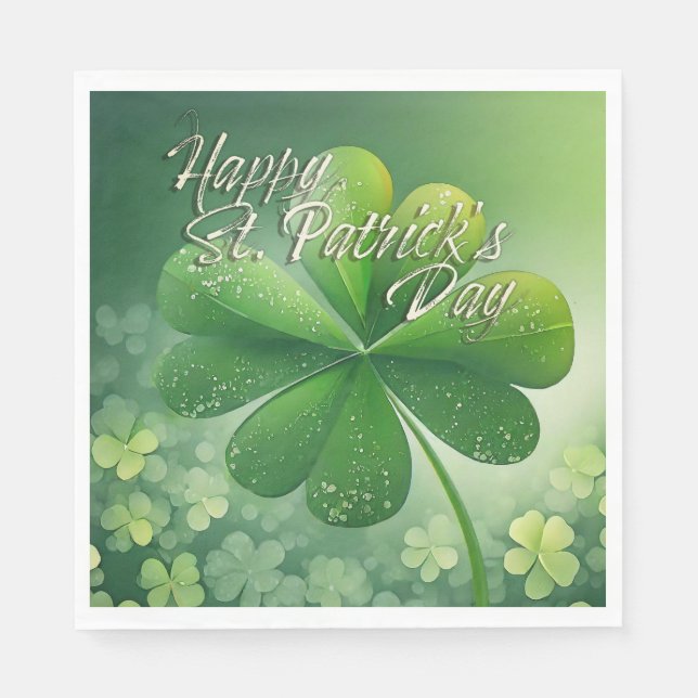 Green Shamrocks Happy St. Patrick's Day (7) c Napkin (Front)