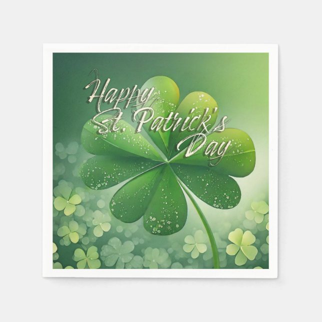 Green Shamrocks Happy St. Patrick's Day (7) c Napkin (Front)