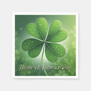 Green Shamrocks Happy St. Patrick's Day (8) c Napkin