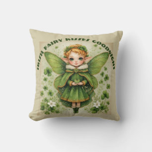 Green Shamrocks Irish Fairy Kisses Goodnight Baby Cushion