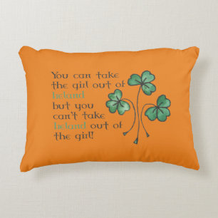 Green Shamrocks Irish Girl Quote Lumbar Pillow