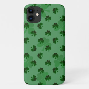Green Shamrocks on Green Background iPhone 11 Case
