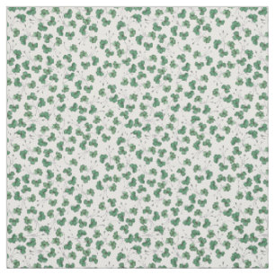 Green Shamrocks on White Pattern Fabric