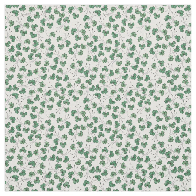 Green Shamrocks on White Pattern Fabric (Swatch)