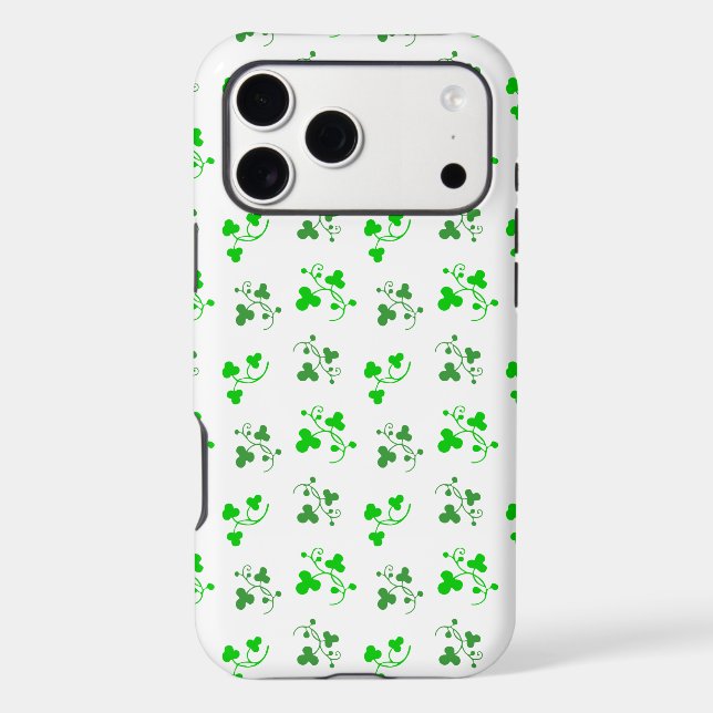 Green Shamrocks Pattern iPhone Case (Back)