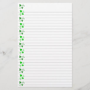 Green Shamrocks Pattern Stationery Lined