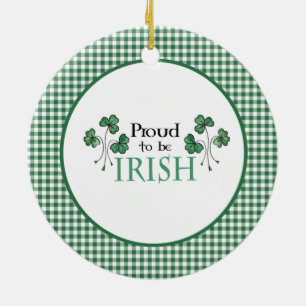 Green Shamrocks Proud to be Irish Ceramic Ornament