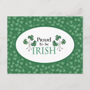 Green Shamrocks Proud to be Irish Postcard