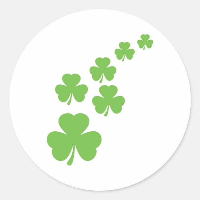 green shamrocks rain classic round sticker (Front)