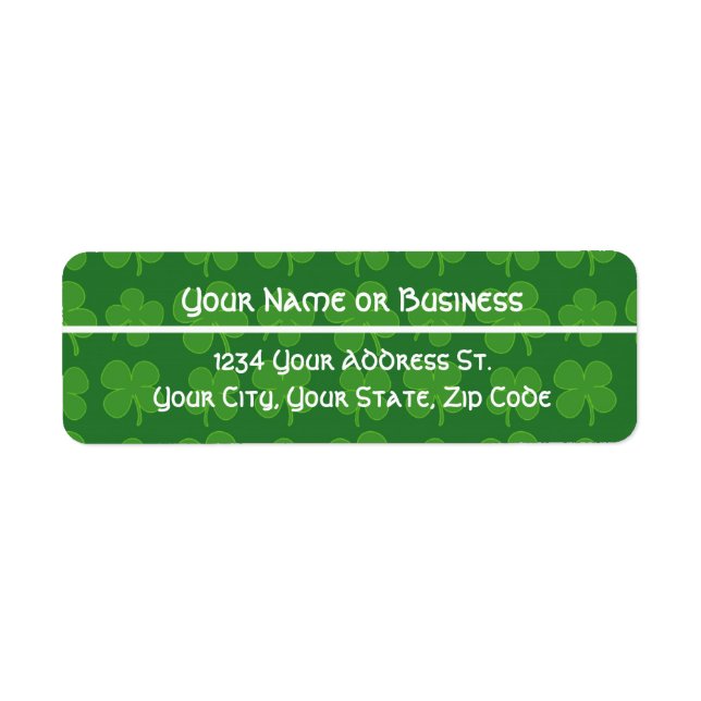 Green Shamrocks Return Address Label (Front)