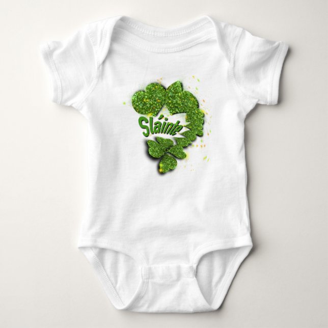 Green Shamrocks | sparkling hearts ShainteT-Shirt Baby Bodysuit (Front)