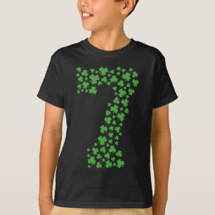 Green Shamrocks St Patricks Day 7 Year Old Boy Kid T-Shirt