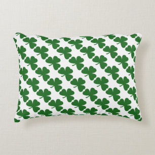 Green Shamrocks St. Patrick's Day Clover Pattern Decorative Cushion
