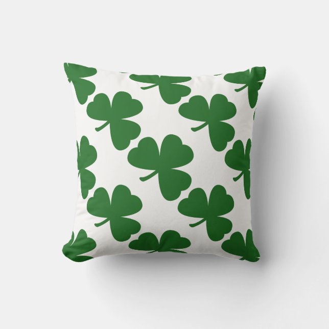Green Shamrocks St. Patrick's Day Cushion (Front)