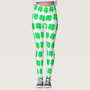 Green Shamrocks St. Patricks Day Irish Leggings