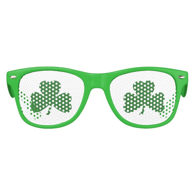 Green Shamrocks St. Patrick's Day Kids Sunglasses (Front)