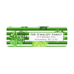 Green Shamrocks   St. Patrick's Day Return Address Return Address Label