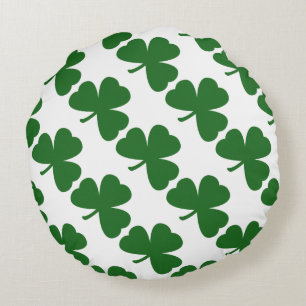 Green Shamrocks St. Patrick's Day Round Cushion