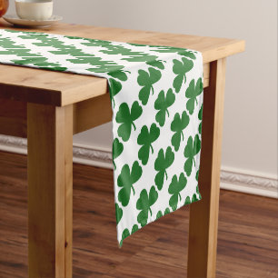 Green Shamrocks St. Patrick's Day Short Table Runner
