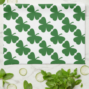 Green Shamrocks St. Patrick's Day Tea Towel