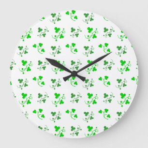 Green Shamrocks Wall Clock