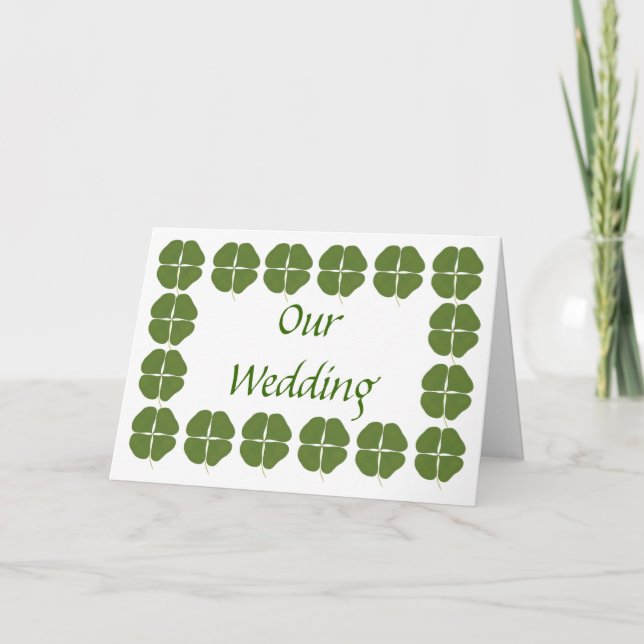 Green Shamrocks Wedding Invitations, customise Invitation (Front)