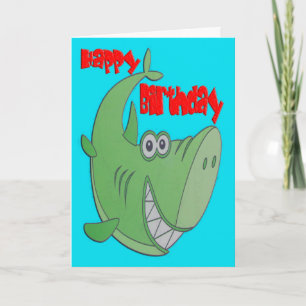 Green Shark Birthday Card